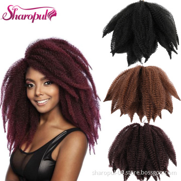 Kinky Marley Hair 8inch short Synthetic crochet hair style yaki crochet braid